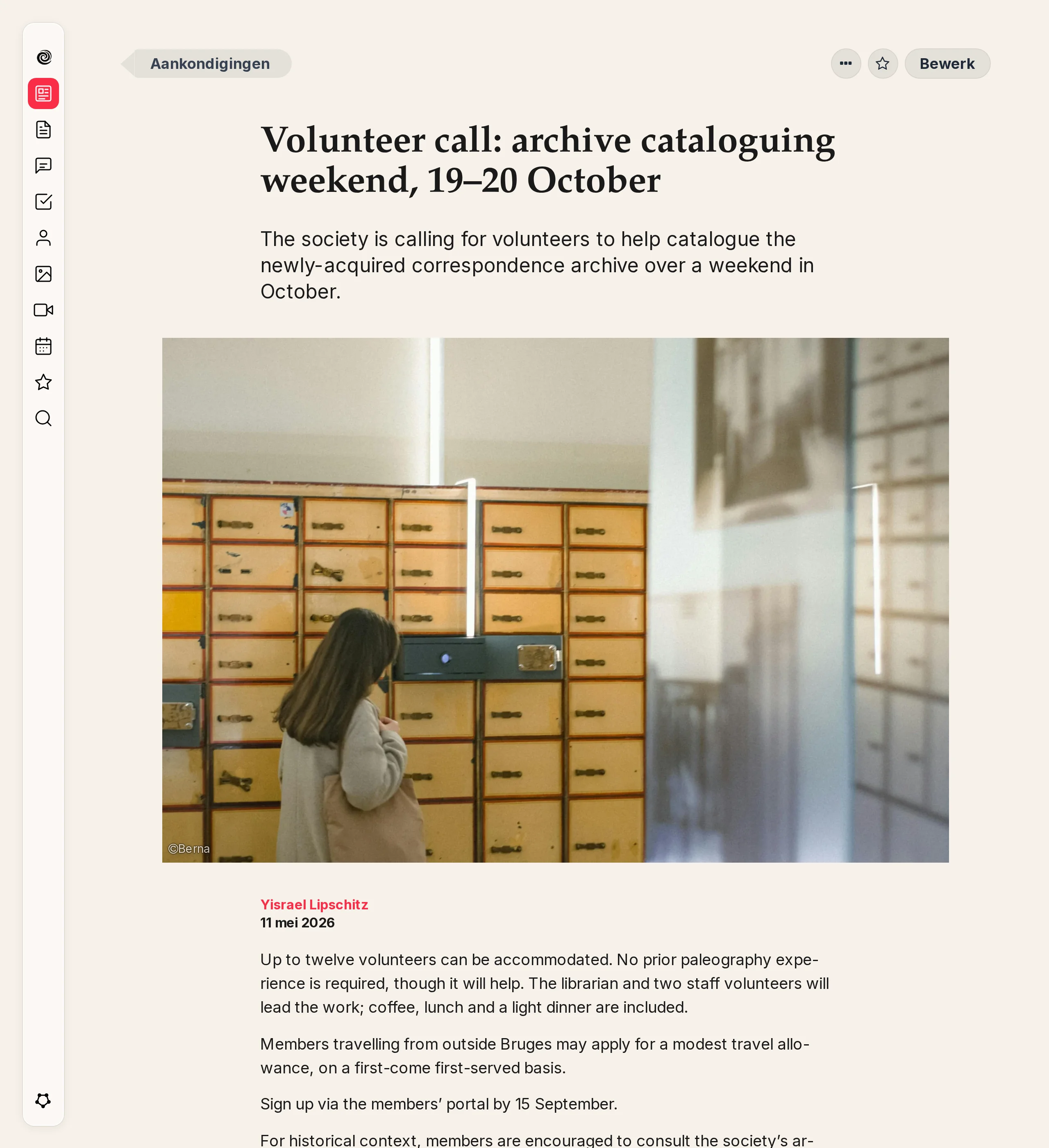 Een Nieuwsbrief-artikelpagina met kop, inleiding en bijbehorende media