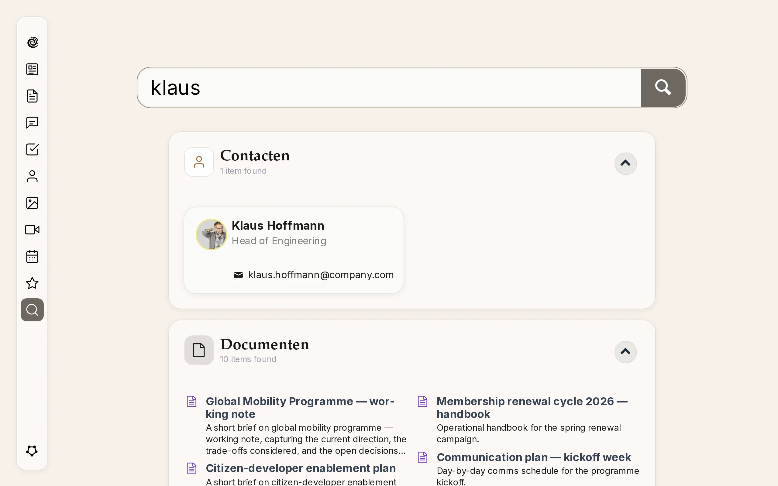 Globale zoekresultaten